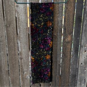 CCC Rayon Silk Velvet Burnout Multicolored Dark Floral Scarf O/S